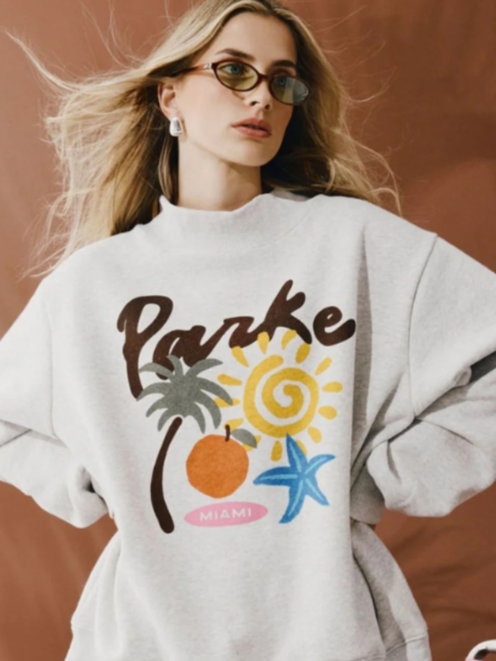 Parke  Miami Graphic Mockneck Sweatshirt